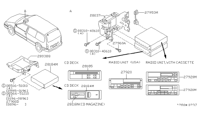 1996 Nissan Quest Bracket-Audio Diagram for 28038-1B320