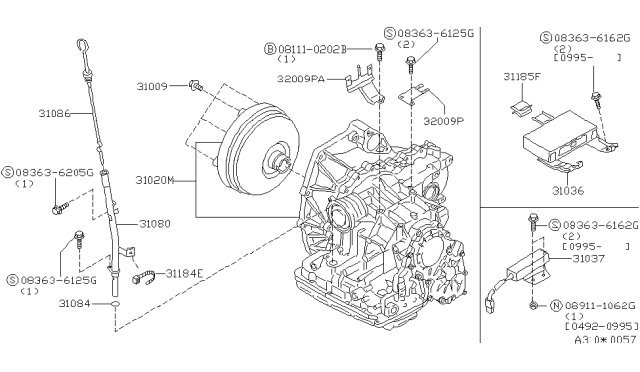 1998 Nissan Quest Gauge Oil Level Diagram for 31086-0B010