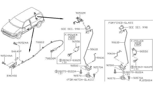 1995 Nissan Quest Rod-Key Cylinder Diagram for 90602-0B000