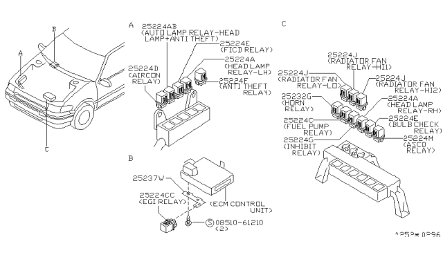 1996 Nissan Quest Relay Diagram for 25230-0B000