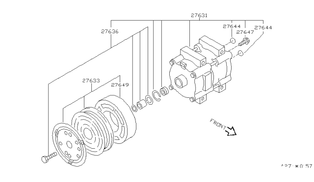 1993 Nissan Quest Compressor Diagram for 92610-0B010