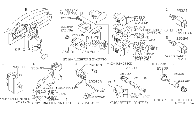 1996 Nissan Quest Ring-Cigarette Lighter Diagram for 25339-9B910