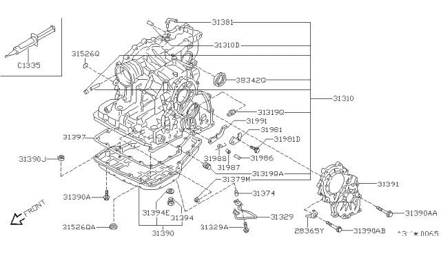 1998 Nissan Quest Transmission Case Diagram for 31310-80X07