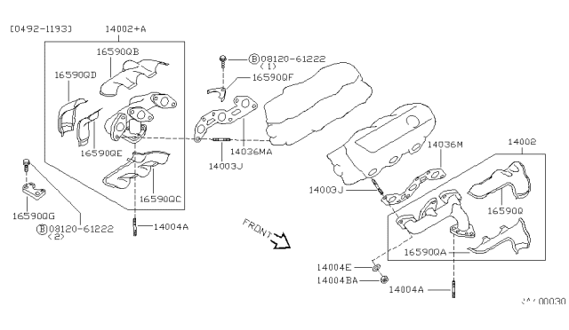 1994 Nissan Quest Cover-Exhaust Manifold Diagram for 16590-0B000