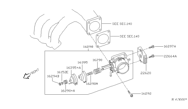 1994 Nissan Quest Spring Throttle Diagram for 16160-40F01