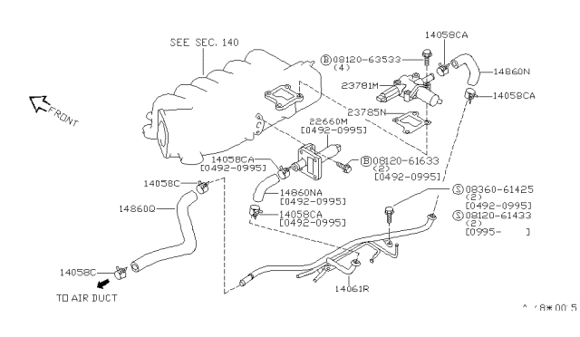 1996 Nissan Quest Gasket-Aac Valve Diagram for 23785-0B000