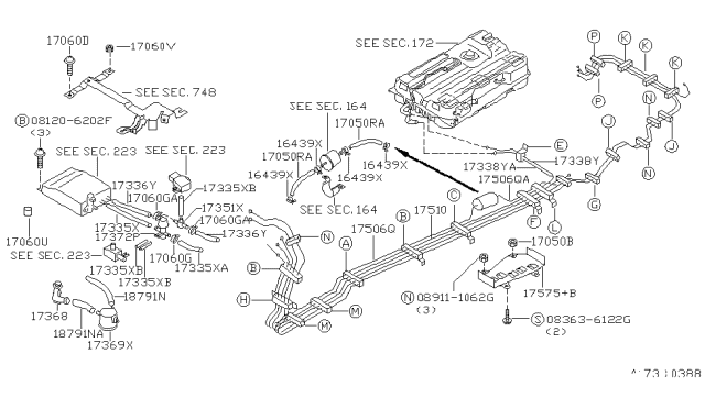 1997 Nissan Quest Tube-Fuel Feed Diagram for 17506-6B703
