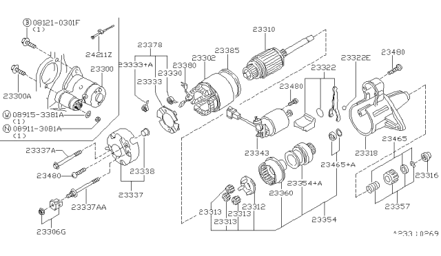 1998 Nissan Quest Gear Diagram for 23361-42L70