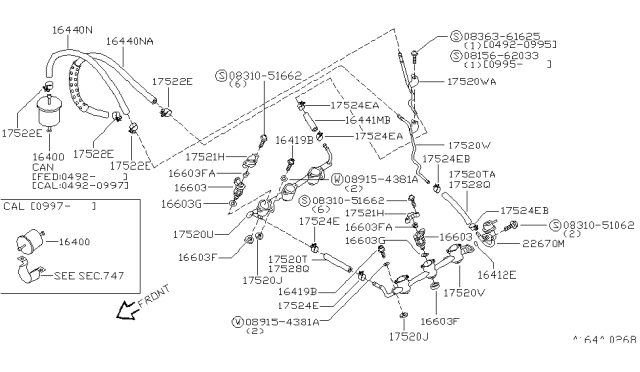 1994 Nissan Quest Bolt Diagram for 16163-88G00