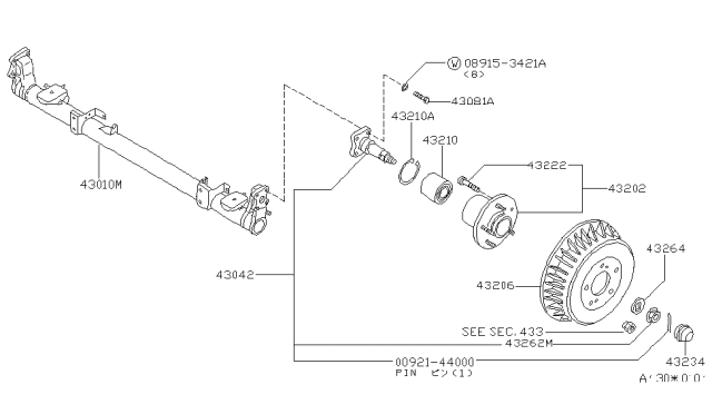 1996 Nissan Quest Hub Assembly Rear Diagram for 43200-6B010