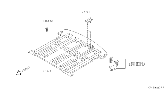 1997 Nissan Quest Floor-Rear,Front Diagram for 74512-6B730