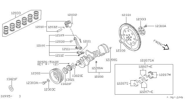 1993 Nissan Quest Piston W/PIN Diagram for A2010-0B101