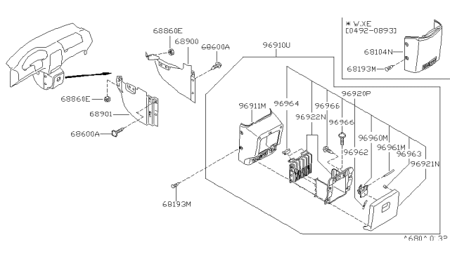 1996 Nissan Quest Instrument Panel,Pad & Cluster Lid Diagram 1