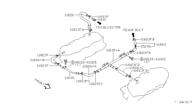 1993 Nissan Quest Pipe Assembly-Blow By Diagram for 11835-0B010