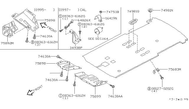1997 Nissan Quest Bracket - Cable Mounting Diagram for 64157-6B800
