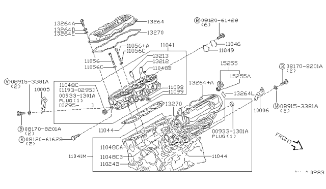 1994 Nissan Quest Sling-Engine Rear Diagram for 10006-0B700
