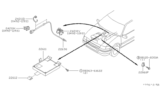 1993 Nissan Quest Oxygen Sensor Diagram for 22690-0B000