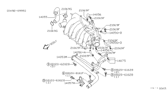 1993 Nissan Quest Hose-Water Diagram for 14056-0B003