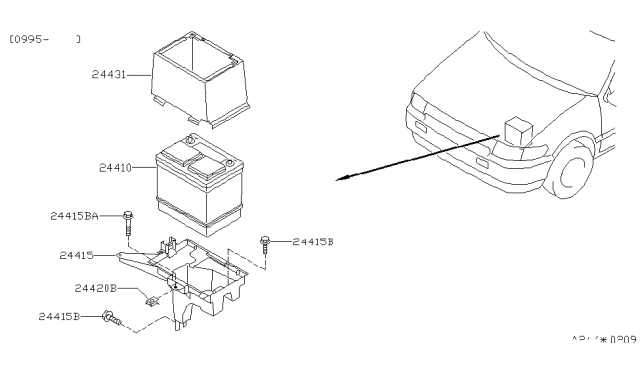 1997 Nissan Quest Battery & Battery Mounting Diagram