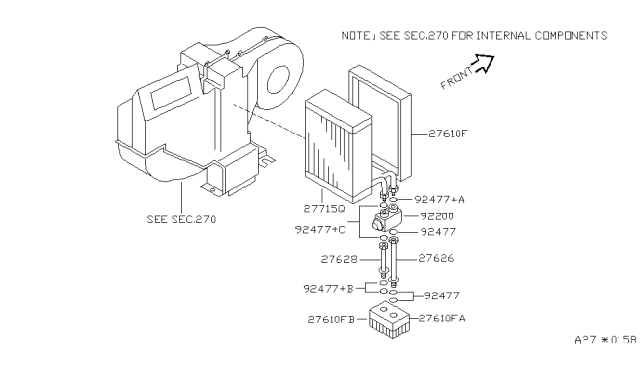 1994 Nissan Quest EVAPORATOR Rear Cooler Diagram for 27411-0B000