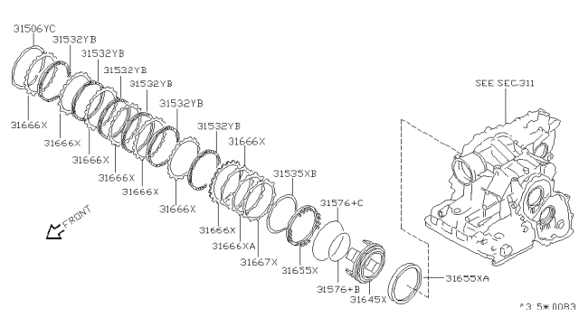 1998 Nissan Quest Clutch & Band Servo Diagram 1