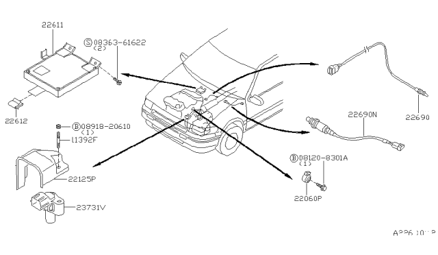 1996 Nissan Quest Engine Control Module Diagram for 23710-1B000