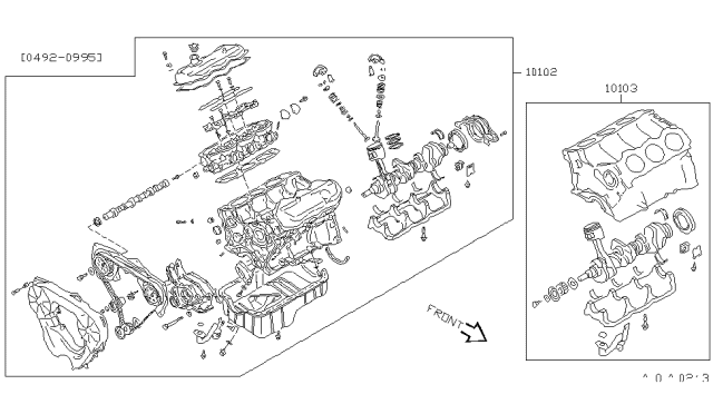 1996 Nissan Quest Engine Assy-Short Diagram for 10103-0B0A0