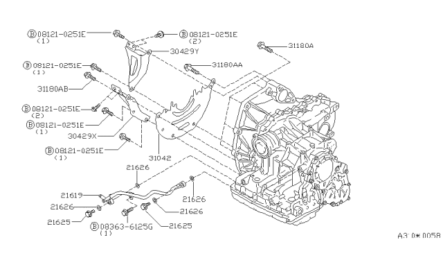 1998 Nissan Quest Auto Transmission,Transaxle & Fitting Diagram 2