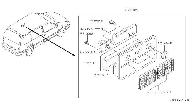 1997 Nissan Quest Switch Assembly Fan, Rear Heater Diagram for 27663-0B000