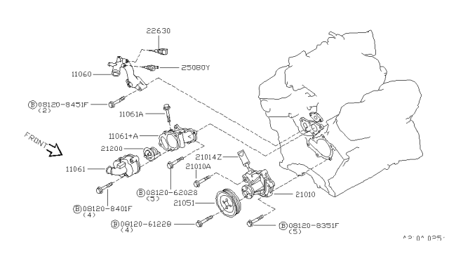 1997 Nissan Quest Pump-Water Diagram for 21010-16E03