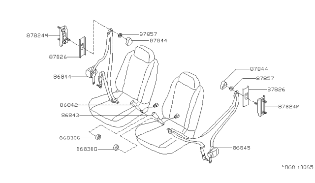 1996 Nissan Quest Front Seat Right Buckle Belt Assembly Diagram for 86822-1B027