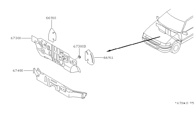 1997 Nissan Quest INSULATOR-Dash Side RH Diagram for 67350-1B000