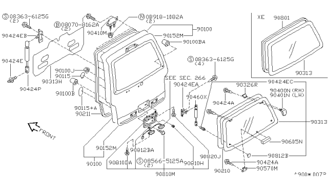 1995 Nissan Quest Hinge Assy-Back Door Diagram for 90400-0B030