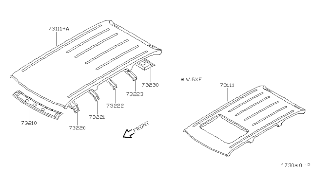 1996 Nissan Quest Roof Diagram for 73100-0B735