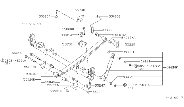 1996 Nissan Quest Bush-Rear Suspension Diagram for 55045-0B001