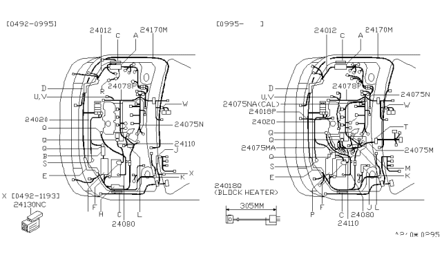 1997 Nissan Quest Harness-Engine Control Diagram for 24078-1B205