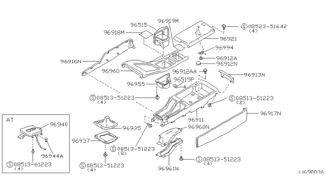 1991 Nissan 300ZX Lid-Console Box Diagram for 96920-45P12