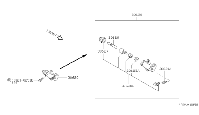 1996 Nissan 300ZX Clutch Operating Cylinder Diagram 1