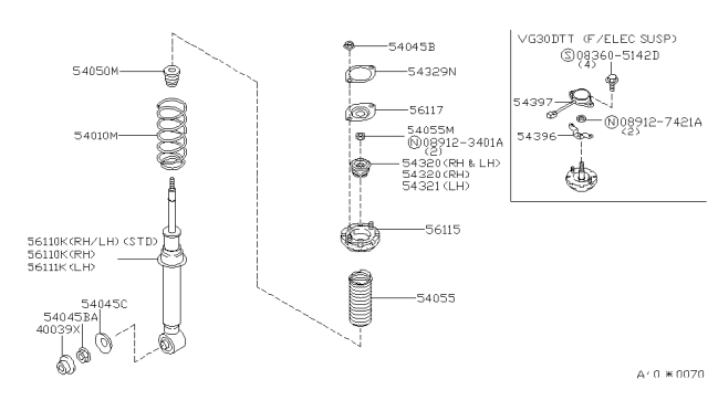 1996 Nissan 300ZX Bracket-Front Shock ABSORBER Mounting Diagram for 56117-33P20