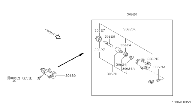 1993 Nissan 300ZX Piston Kt Clutch OPRATING Cylinder Diagram for 30621-05U26