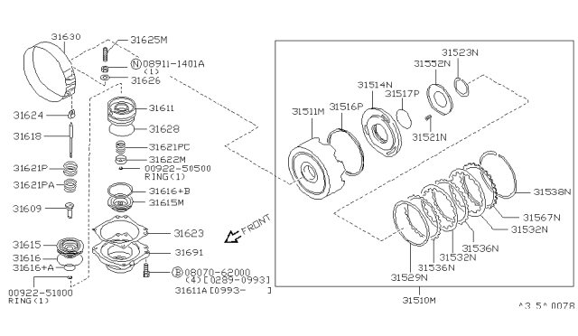 1992 Nissan 300ZX Clutch & Band Servo Diagram 5