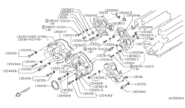 1991 Nissan 300ZX Gasket-Front Cover RH Diagram for 13566-F6503