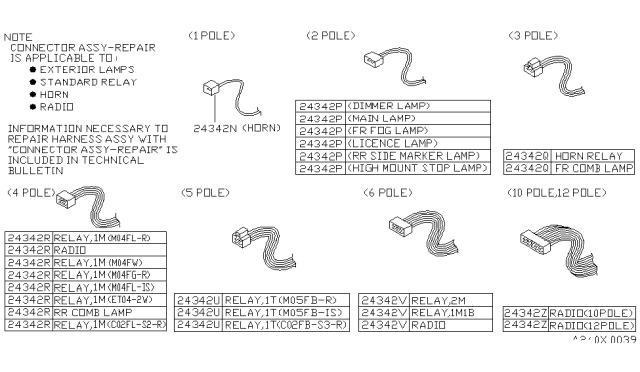 1995 Nissan 300ZX Connector Assy-Harness Repair,4P Diagram for B4344-0MFL1