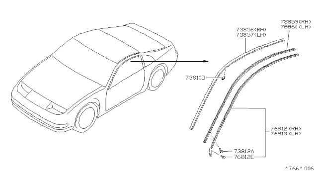 1994 Nissan 300ZX Body Side Molding Diagram 2