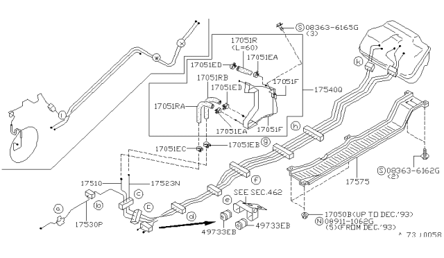 1991 Nissan 300ZX Tube-Fuel Diagram for 17523-30P10
