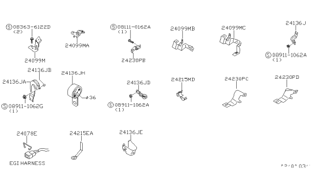 1991 Nissan 300ZX Clip-Wiring Harness,A Diagram for 24210-33P00