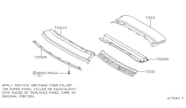 1996 Nissan 300ZX Roof Diagram for 73112-46P00