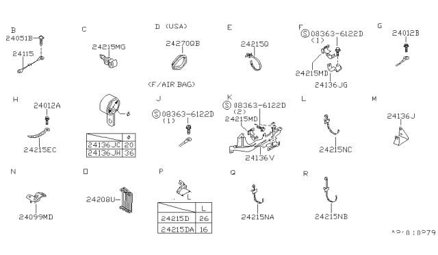 1992 Nissan 300ZX Clip-Wiring Harness,A Diagram for 24201-30P00