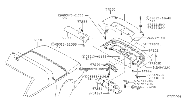 1992 Nissan 300ZX Open Roof Parts Diagram 4