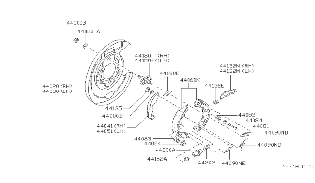 1995 Nissan 300ZX Plate Assembly-Back Rear Brake LH Diagram for 44030-48P10